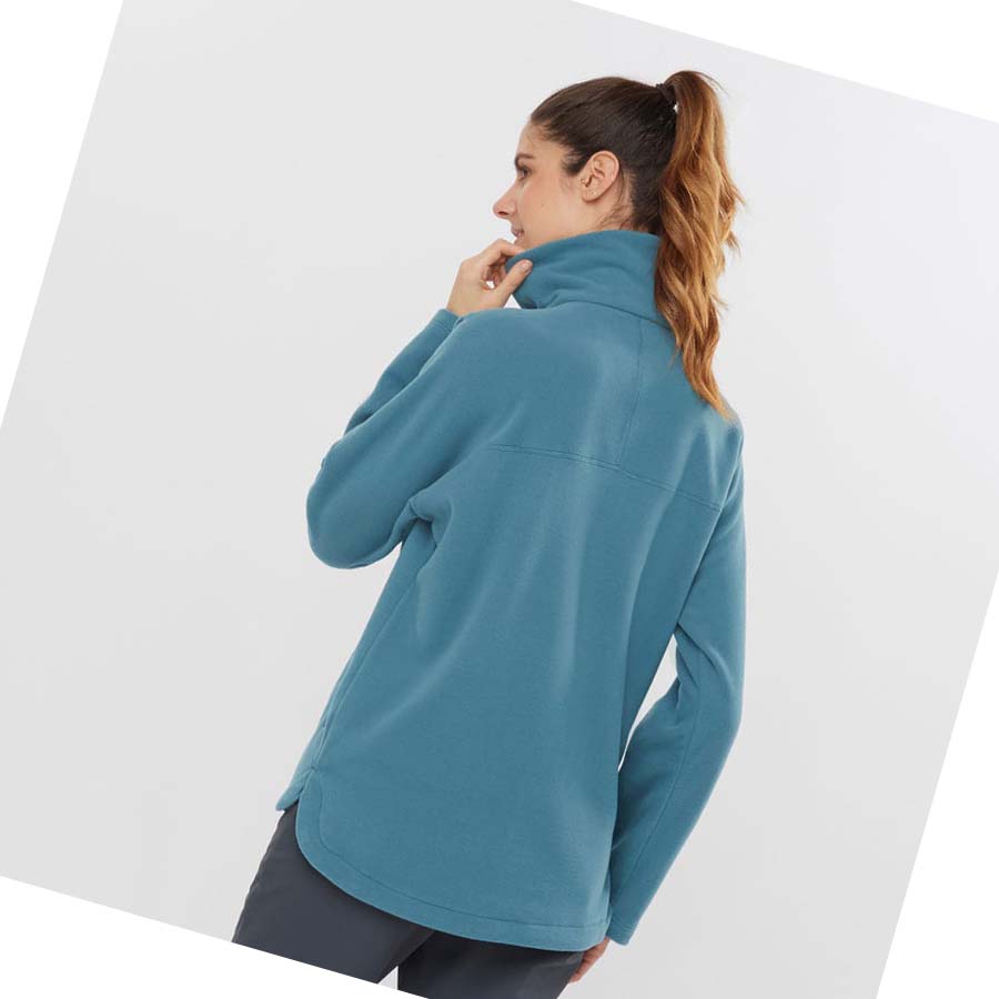 Sudadera Con Capucha Salomon ESSENTIAL COSY FLEECE Mujer Azules | MX 2518ZUT